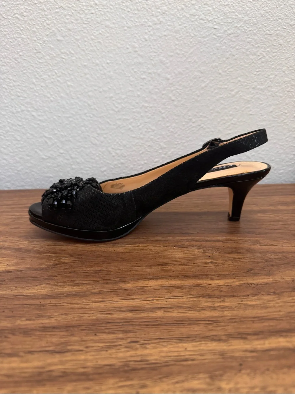 Alex Marie Slingback Jeweled Peep-Toe Heels